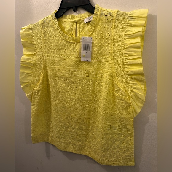English Factory Yellow Lace Blouse with Ruffle Sleeves - Picture 2 of 5